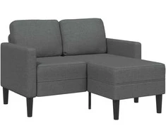 Dvivietė sofa su šezlongu, L formos, tamsiai pilka, 125 cm, audinys