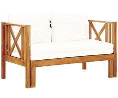 Dvivietis sodo suoliukas su čiužinuku, 122cm, akacijos masyvas