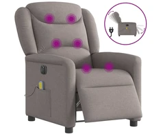 Fotelis Elektrinis atlošiamas masažinis krėslas, taupe, audinys