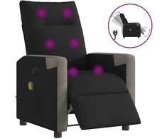 Fotelis Elektrinis atlošiamas masažinis krėslas, juodas, audinys 3324087