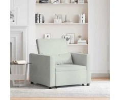 Fotelis Ištraukiamas sofa-lova vienvietis Šviesiai pilka Aksomas