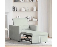 Fotelis Ištraukiamas sofa-lova vienvietis Šviesiai pilka Aksomas