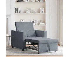 Fotelis Ištraukiamas sofa-lova vienvietis Tamsiai pilka Aksomas