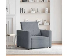 Fotelis Ištraukiamas sofa-lova vienvietis Tamsiai pilka Aksomas