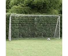 Futbolo vartai su tinklu, balti, 366x122x182cm, plienas