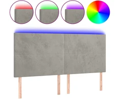 Galvūgalis su LED, šviesiai pilkas, 180x5x118/128cm, aksomas