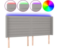 Galvūgalis su LED, šviesiai pilkas, 183x16x118/128/128cm