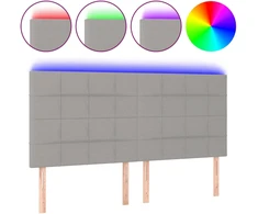 Galvūgalis su LED, šviesiai pilkas, 200x5x118/128cm, audinys
