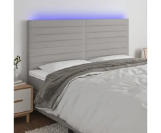 Galvūgalis su LED, šviesiai pilkas, 200x5x118/128cm, audinys