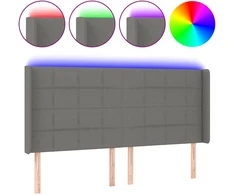 Galvūgalis su LED, tamsiai pilkas, 163x16x118/128cm, audinys