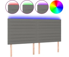 Galvūgalis su LED, tamsiai pilkas, 180x5x118/128cm, audinys