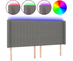 Galvūgalis su LED, tamsiai pilkas, 183x16x118/128cm, audinys