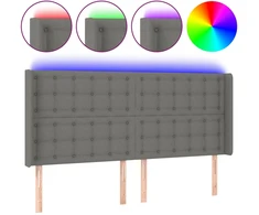 Galvūgalis su LED, tamsiai pilkas, 183x16x118/128cm, audinys