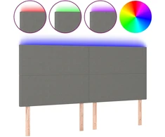 Galvūgalis su LED, tamsiai pilkas, 200x5x118/128cm, audinys
