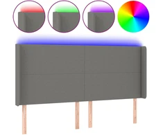 Galvūgalis su LED, tamsiai pilkas, 203x16x118/128cm, audinys