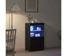 LED Bufetas Juoda 60 x 37 x 100 cm Apdirbta mediena