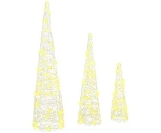 Kalėdų eglutė 3 pcs Šilta balta 20 x 20 x 80 cm Akrilas