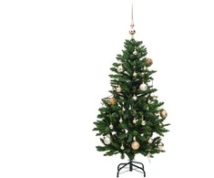 Kalėdų eglutė su šarnyrinėmis šakomis/LED/žaisliukais, 120cm