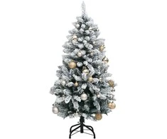 Kalėdų eglutė su šarnyrinėmis šakomis/LED/žaisliukais, 120cm
