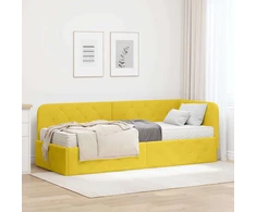 Lova Kampinė lovos konstrukcija Geltona 80 x 200 cm Aksomas
