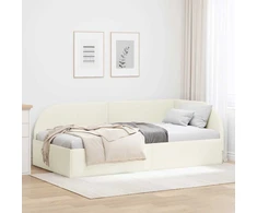 Lova Kampinė lovos konstrukcija Kreminė 100 cm x 200 cm Aksomas
