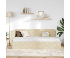 Lova Kampinė lovos konstrukcija Kreminė 100 x 200 cm audinys