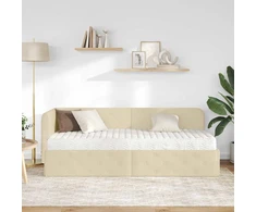 Lova Kampinė lovos konstrukcija Kreminė 80 x 200 cm audinys