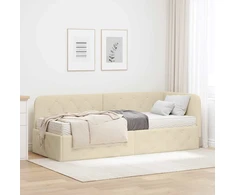 Lova Kampinė lovos konstrukcija Kreminė 80 x 200 cm audinys