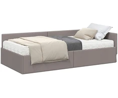 Lova Kampinė lovos konstrukcija su čiužiniu Kita 2 pcs Taupe audinys