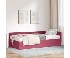 Kampinė lovos konstrukcija su čiužiniu Kita 2 pcs Žalia Aksomas