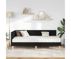 Lova Kampinė lovos konstrukcija su čiužiniu 2 vnt. Juoda 90 x 200 cm