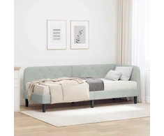 Lova Kampinė lovos konstrukcija Šviesiai pilka 80 x 200 cm Aksomas
