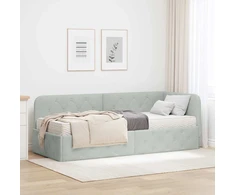 Lova Kampinė lovos konstrukcija Šviesiai pilka 80 x 200 cm Aksomas