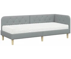 Lova Kampinė lovos konstrukcija Šviesiai pilka 80 x 200 cm audinys