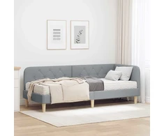 Lova Kampinė lovos konstrukcija Šviesiai pilka 80 x 200 cm audinys