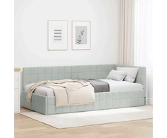 Lova Kampinė lovos konstrukcija Šviesiai pilka 90 cm x 200 cm