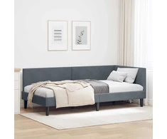 Lova Kampinė lovos konstrukcija Tamsiai pilka 90 cm x 190 cm Aksomas