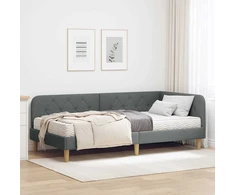 Lova Kampinė lovos konstrukcija Tamsiai pilka 100 x 200 cm audinys