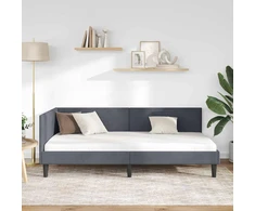 Lova Kampinė lovos konstrukcija Tamsiai pilka 90 cm x 190 cm Aksomas