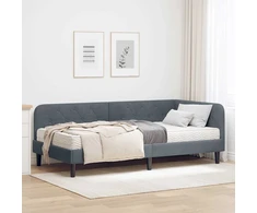 Lova Kampinė lovos konstrukcija Tamsiai pilka 90 x 200 cm Aksomas