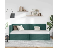 Kampinė lovos konstrukcija Tamsiai žalia 80 x 200 cm audinys