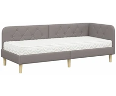 Lova Kampinė lovos konstrukcija Taupe 80 x 200 cm audinys