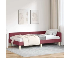 Lova Kampinė lovos konstrukcija Vyno raudona 100 x 200 cm audinys