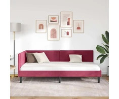 Kampinė lovos konstrukcija Vyno raudona 90 cm x 200 cm Aksomas