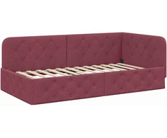 Lova Kampinė lovos konstrukcija Vyno raudona 100 x 200 cm audinys