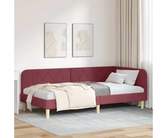 Lova Kampinė lovos konstrukcija Vyno raudona 90 x 190 cm audinys