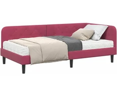 Lova Kampinė lovos konstrukcija Vyno raudona 90 x 190 cm Aksomas
