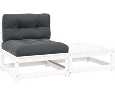 Kampinė sodo sofa iš palečių su pagalvėlėmis, impregnuota eglė