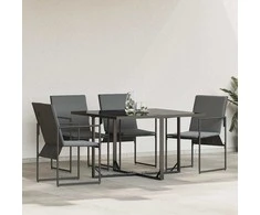 Kėdė su pagalve 4 pcs Juoda ir Antracitas Tekstilenas