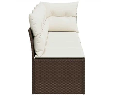 Keturvietė sodo sofa su pagalvėlėmis, ruda, poliratanas
